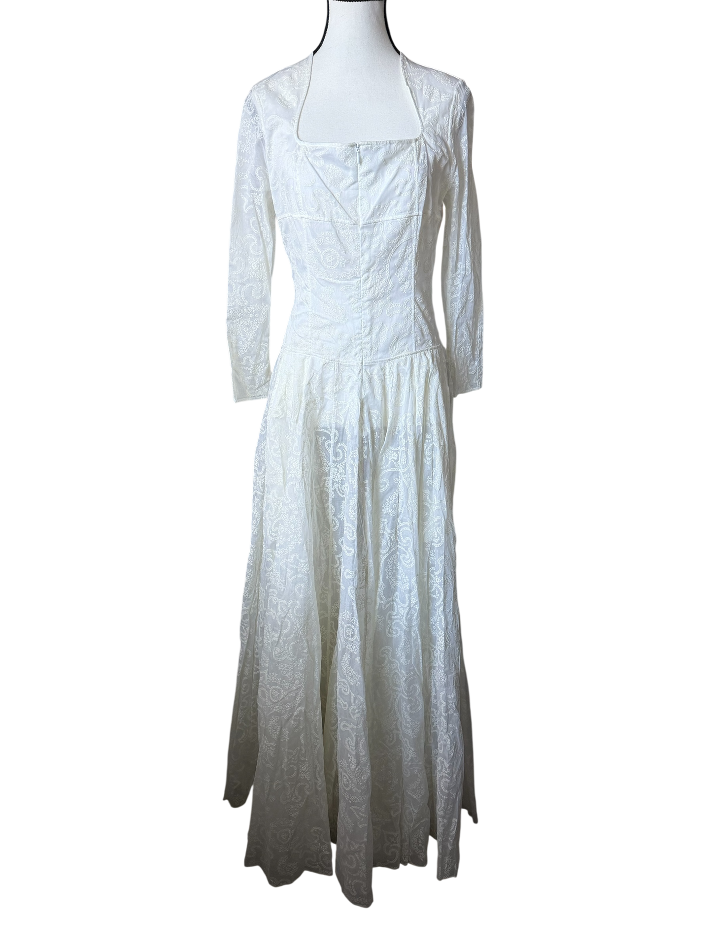 Alaïa White Embroidered Voile Paisley Maxi Dress IT 42 (US 6–8) NWT – Made in Italy