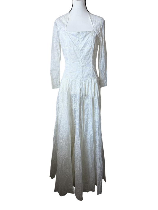 Alaïa White Embroidered Voile Paisley Maxi Dress IT 42 (US 6–8) NWT – Made in Italy