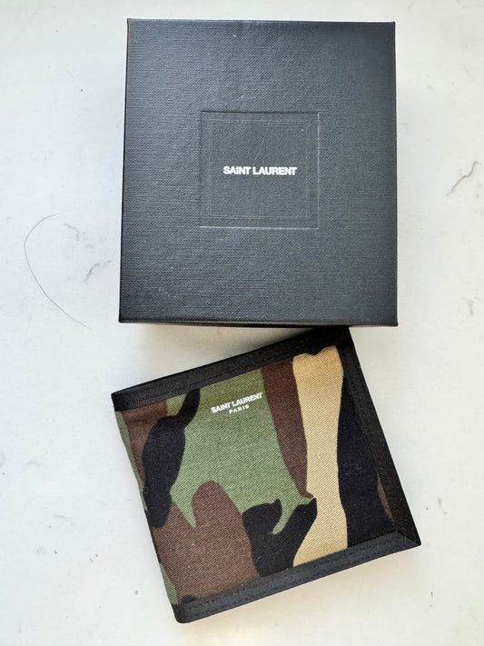 SAINT LAURENT Camouflage Canvas Bill Wallet (Bi-Fold)