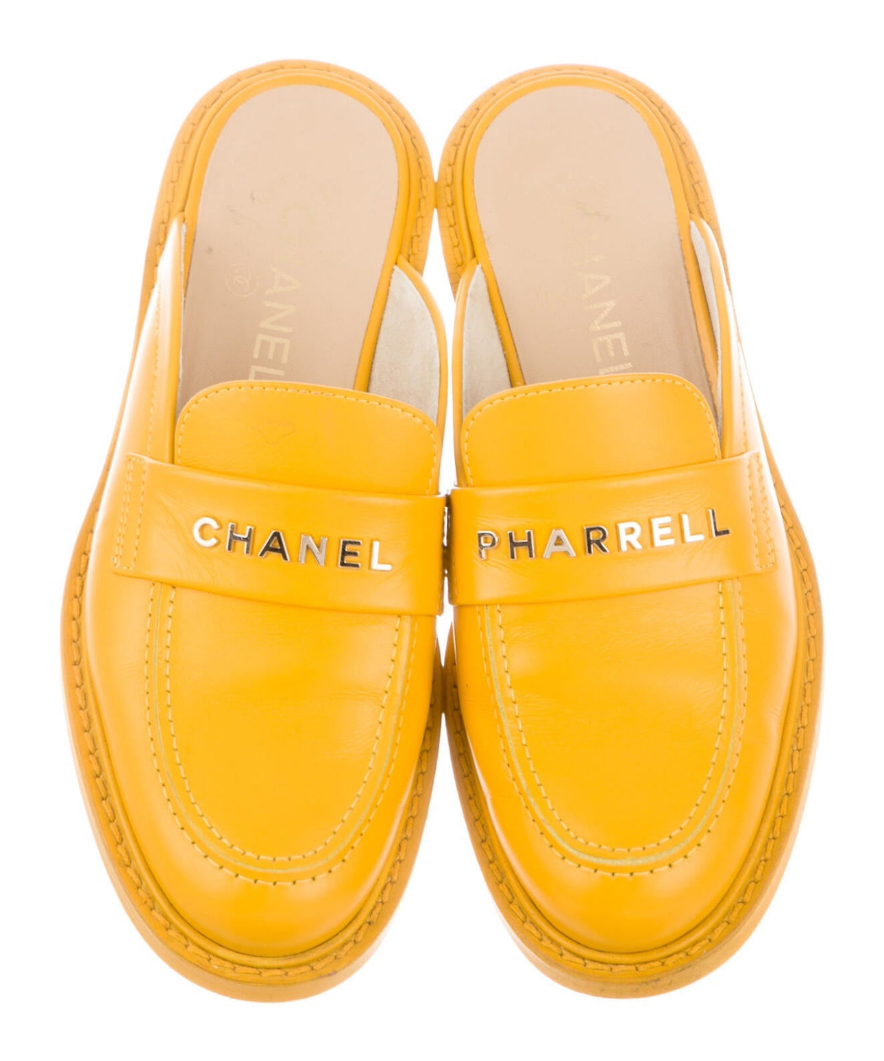 2019 Chanel "Pharrell" Jaune Leather Mules (Pre-Loved) Size: 7