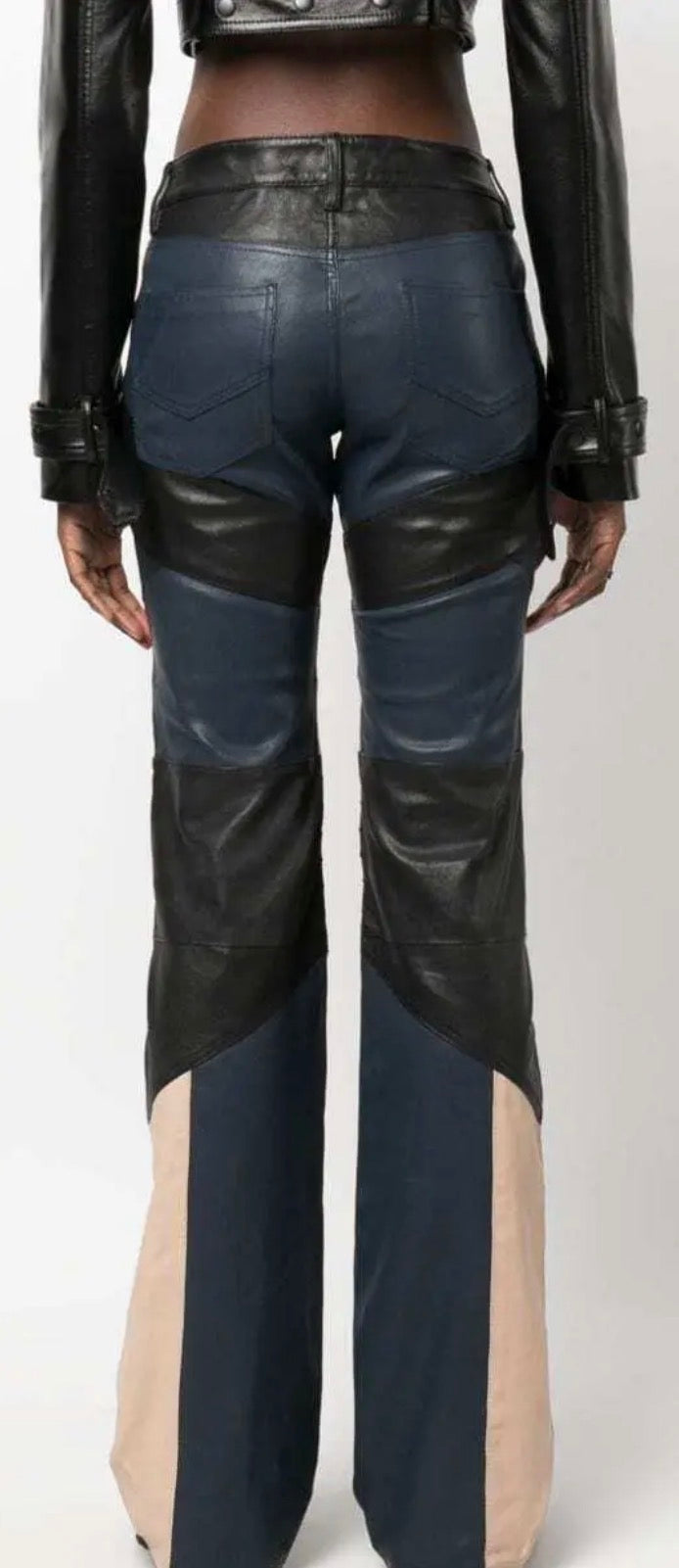 Zadig & Voltaire Paulin Mix Cuir Colorblock Leather Jeans Size 42 NWT