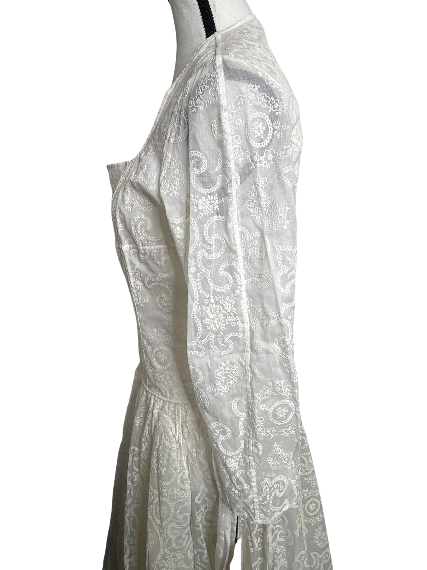 Alaïa White Embroidered Voile Paisley Maxi Dress IT 42 (US 6–8) NWT – Made in Italy