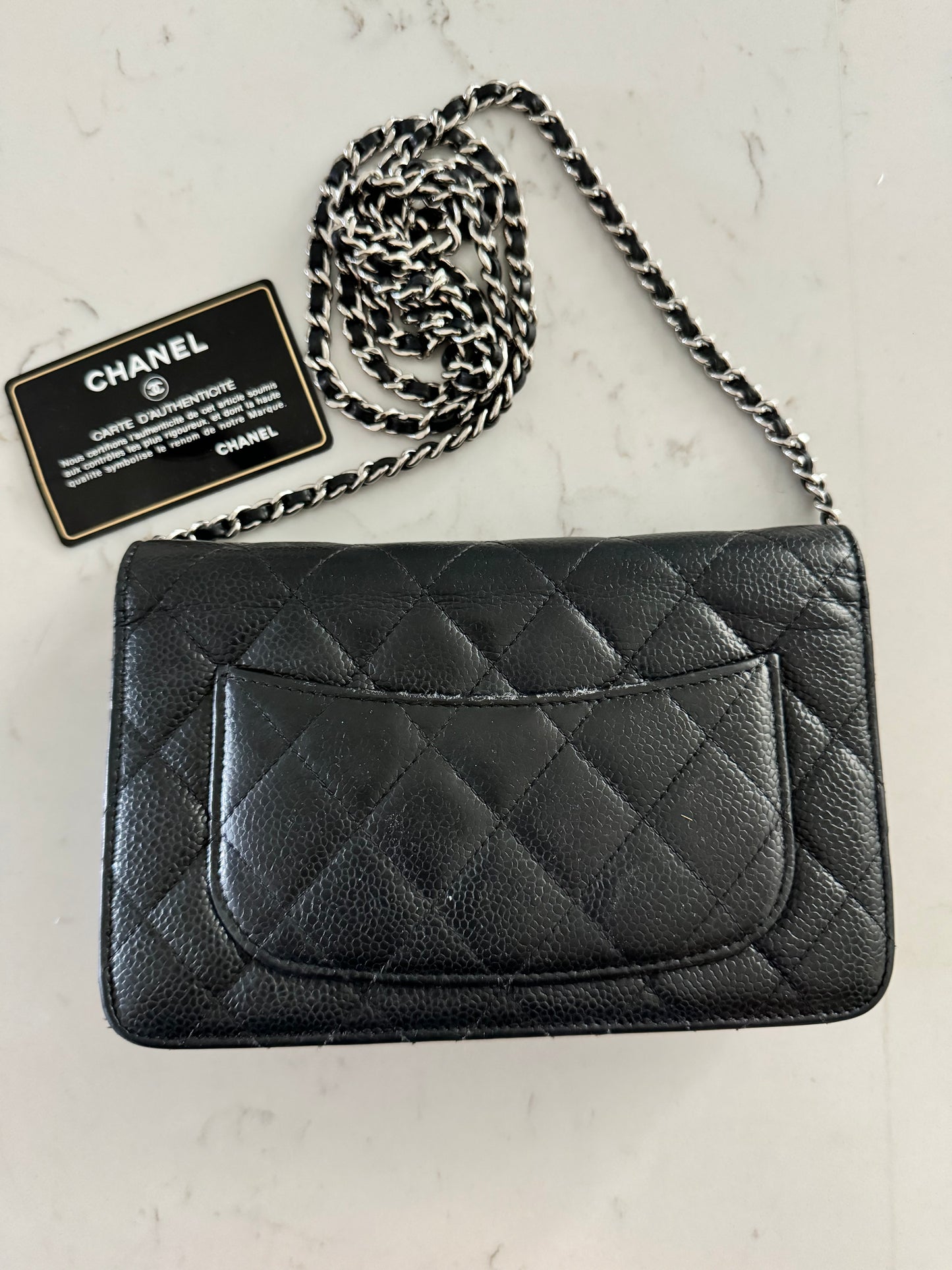 CHANEL Black Caviar Wallet on Chain - WOC (Pre-Loved)