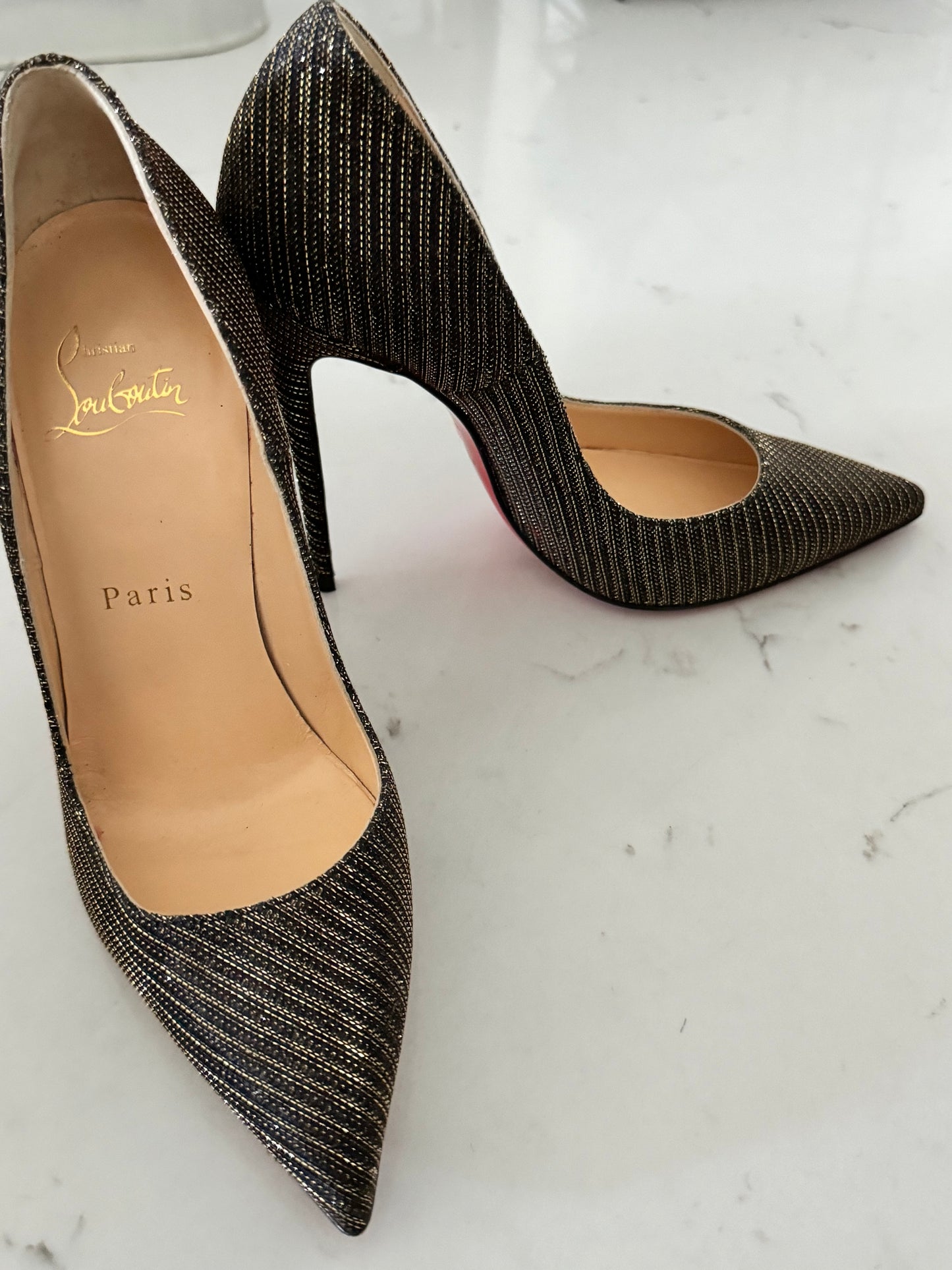 CHRISTIAN LOUBOUTIN Glitter Chain So Kate 120 Pumps (Pre-Loved) Size: 35.5/US 5.5