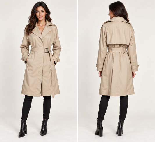Lita by Ciara Beige Belted Trench Coat | Size Large | New Without Tags | $498