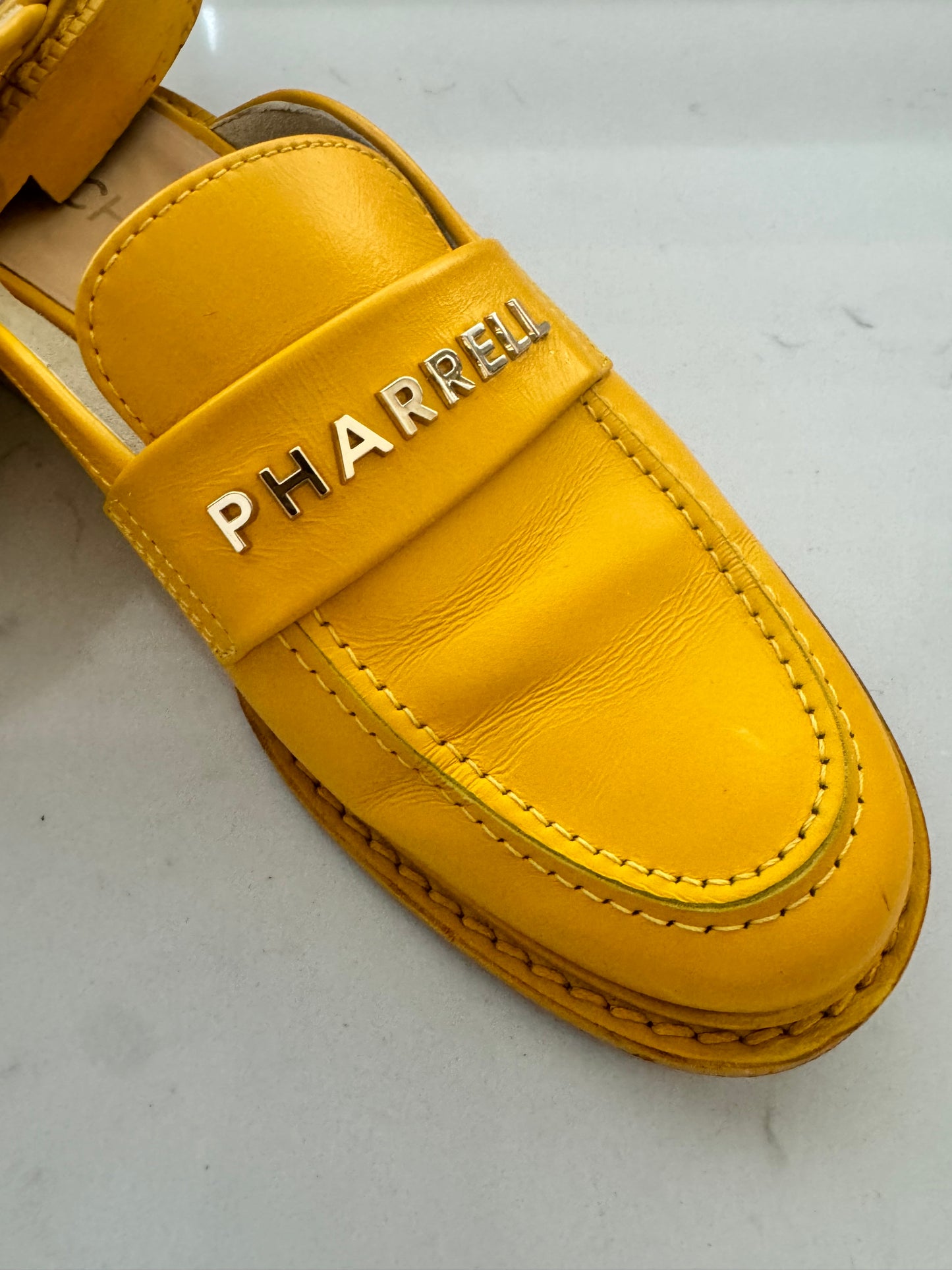 2019 Chanel "Pharrell" Jaune Leather Mules (Pre-Loved) Size: 7