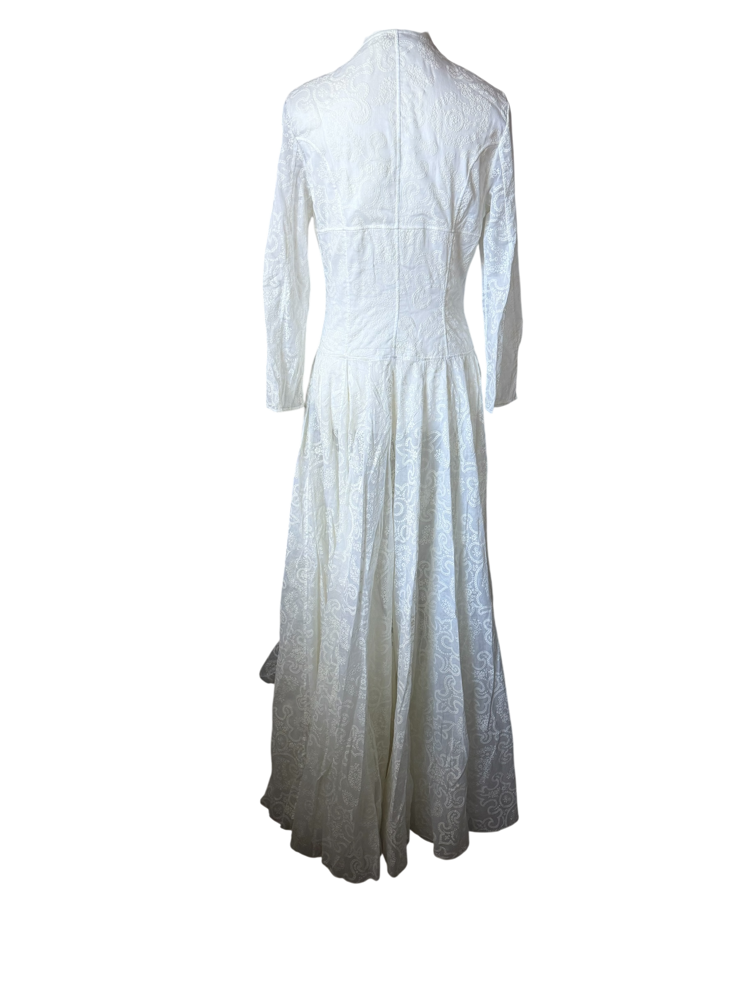 Alaïa White Embroidered Voile Paisley Maxi Dress IT 42 (US 6–8) NWT – Made in Italy