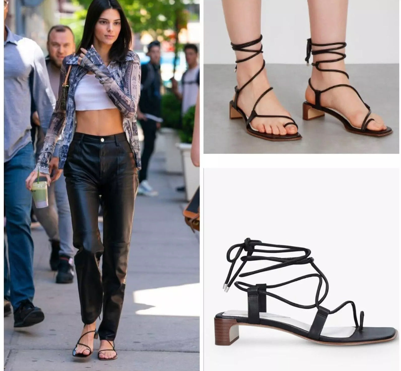 RAG & BONE Cindy Tie Sandal in Black SIZE: 37.5