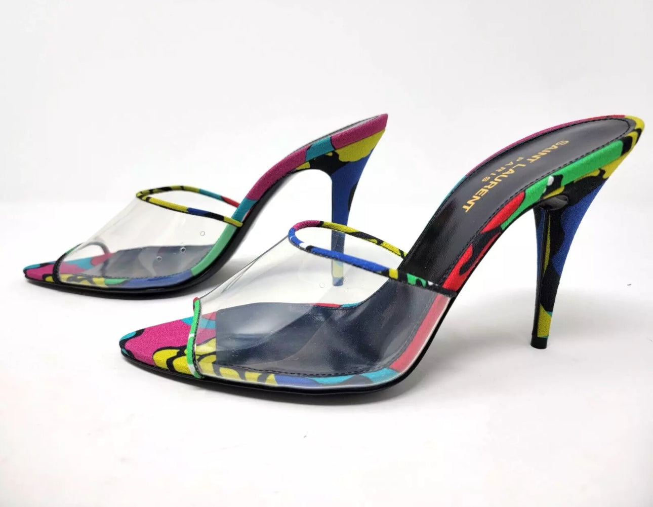 Saint Laurent - Lolita Flower Print PVC Heels Size: 7.5 (New)