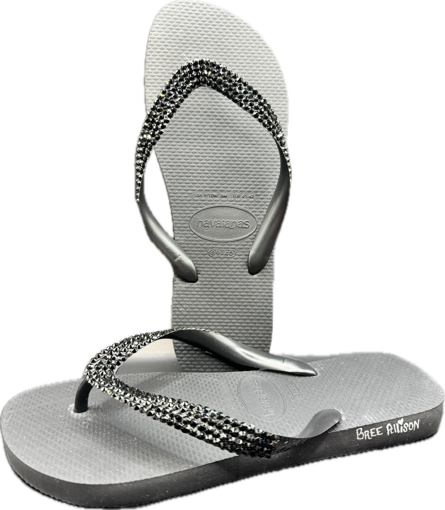 Top Black Flip Flops | Jet Crystals