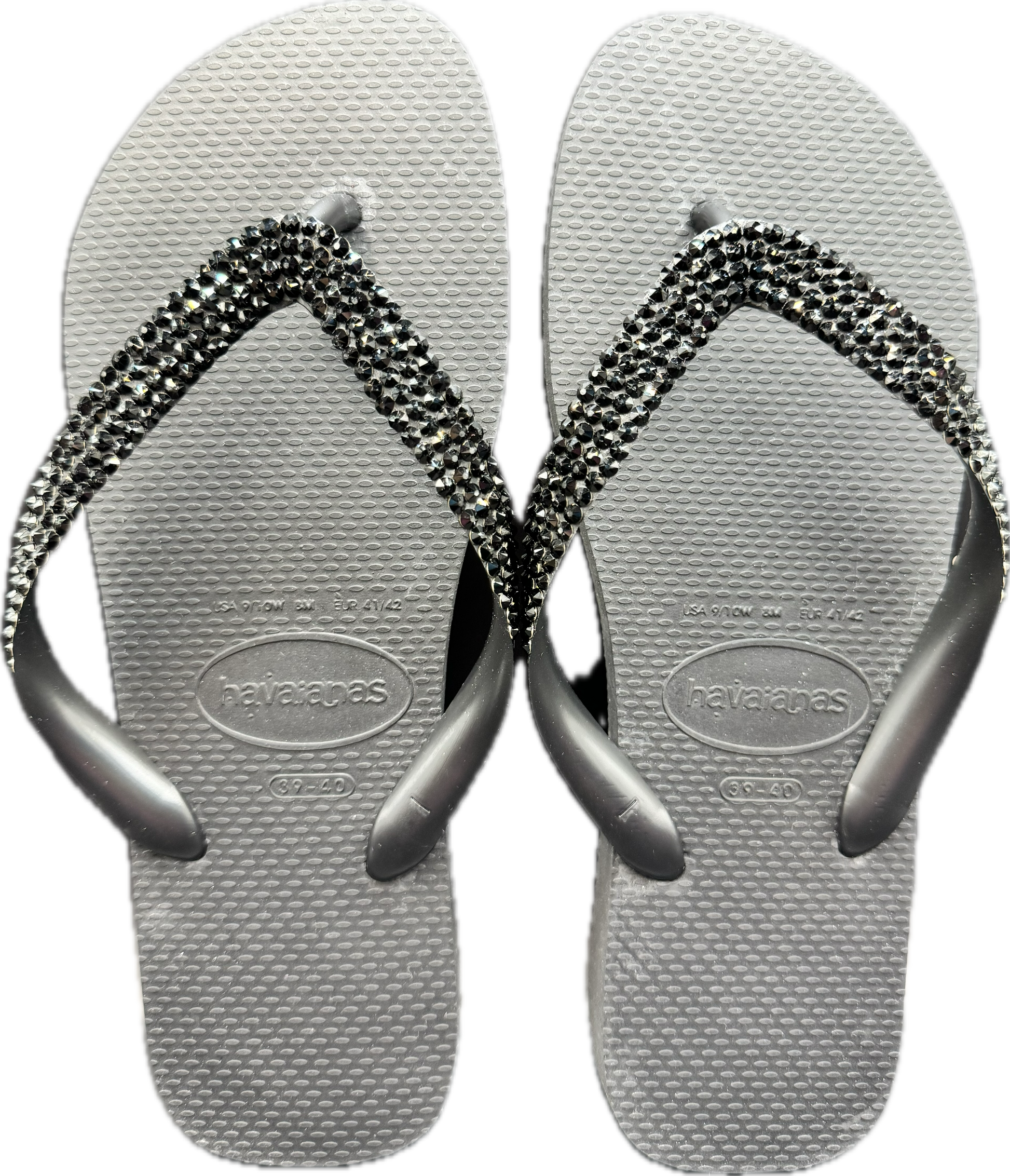 Top Black Flip Flops | Jet Crystals