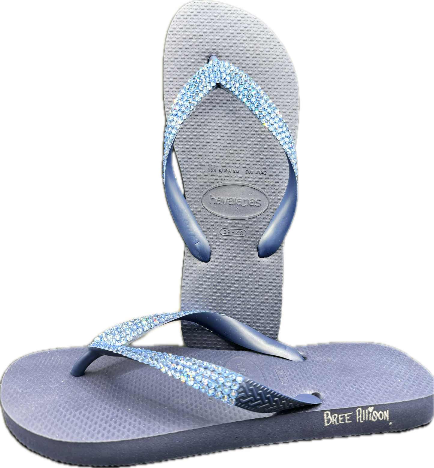 Top Navy Flip Flops | Light Sapphire Crystals