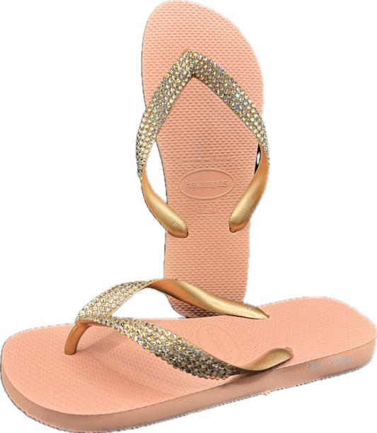 Top Rose Nude Flip Flops | Vintage Rose Crystals