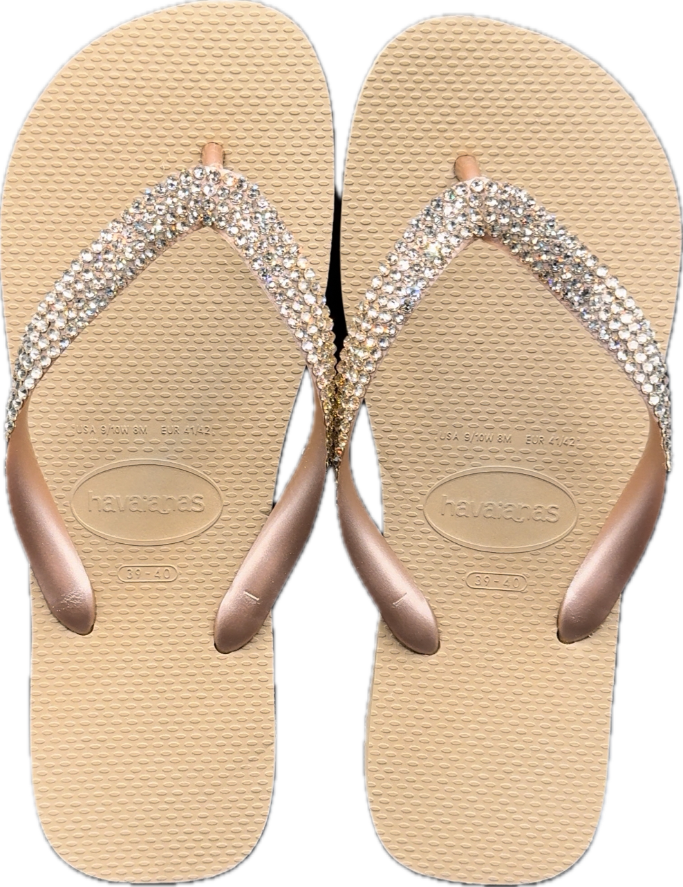 Top Rose Gold Flip Flops | Light Silk Crystals