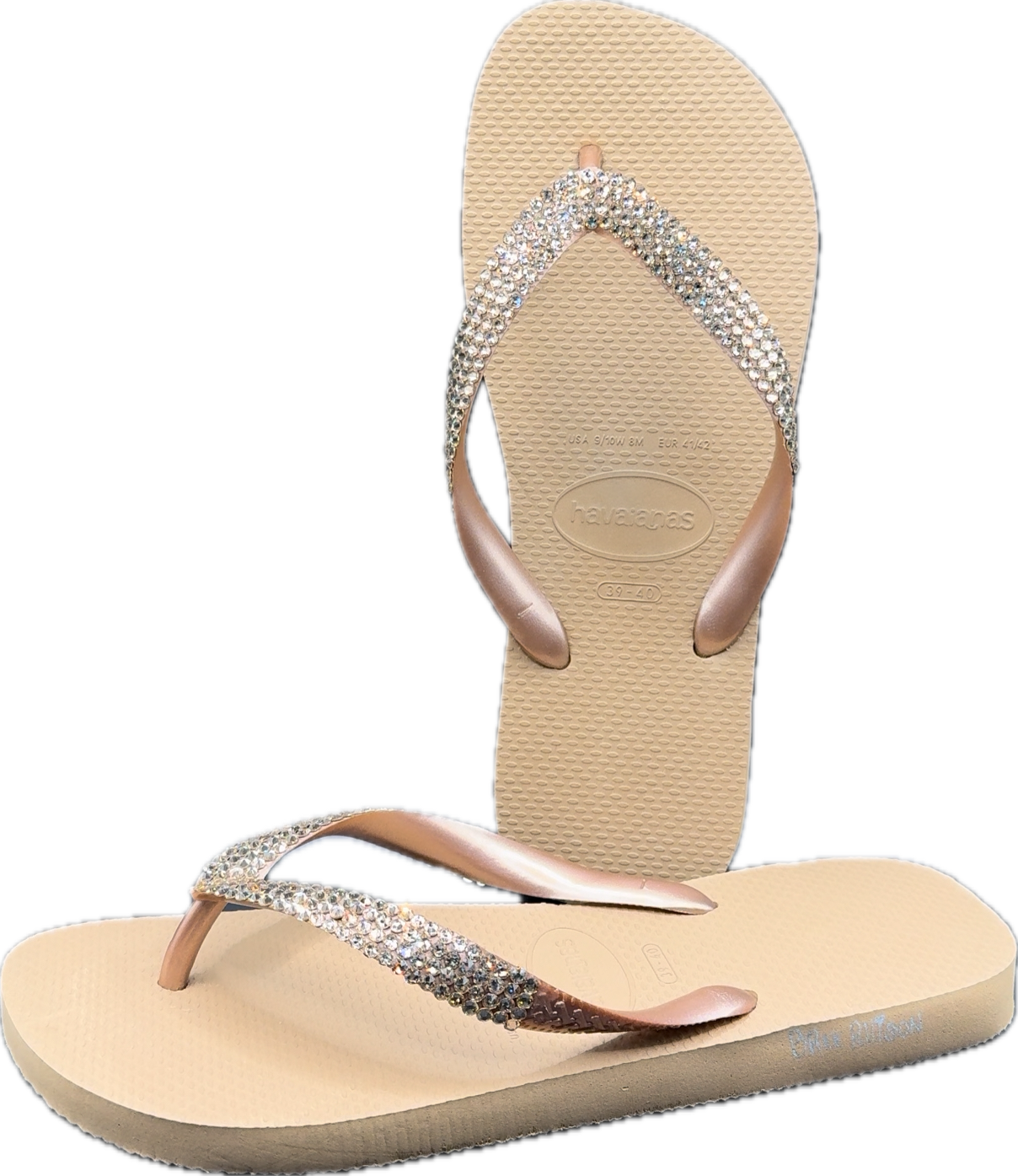 Top Rose Gold Flip Flops | Light Silk Crystals