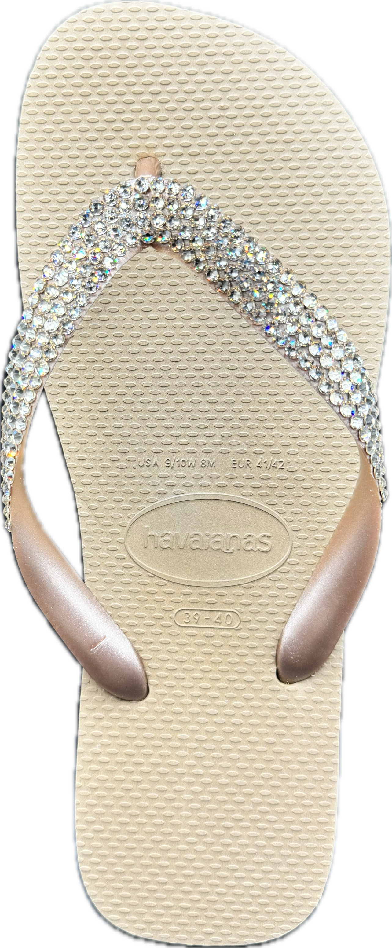 Top Rose Gold Flip Flops | Light Silk Crystals