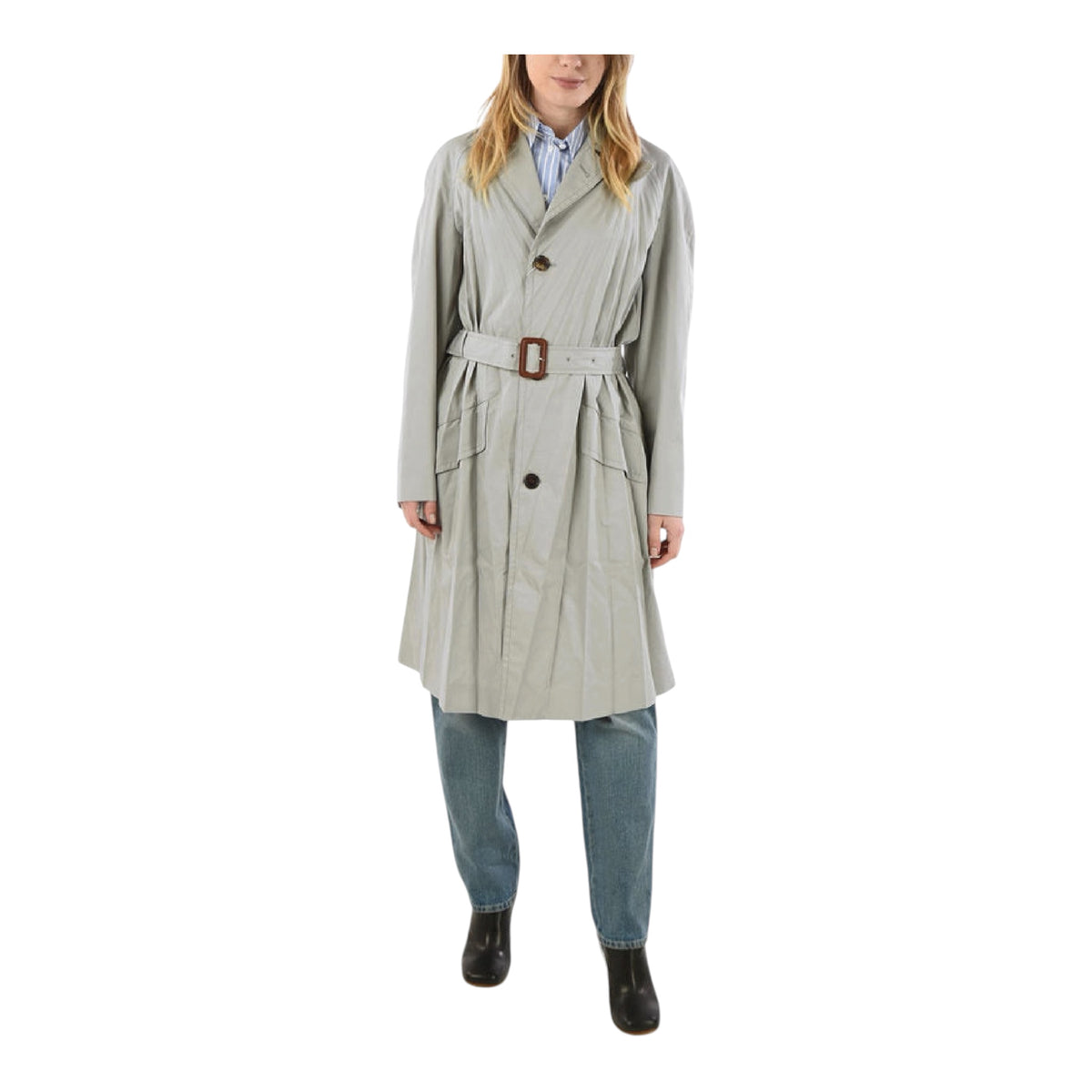 Maison Margiela Pleated Waterproof Dove Grey Trench Coat Size: 44/US 8 (New)