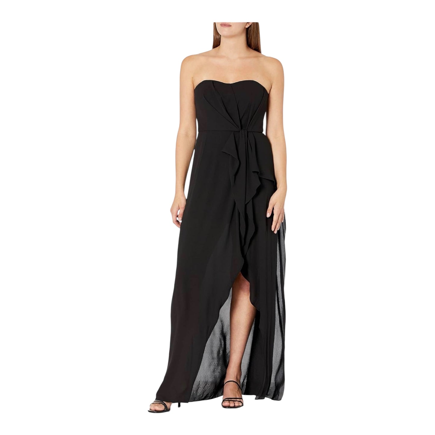 Halston Heritage Black Strapless Ruffle Gown Size: 12 (New)