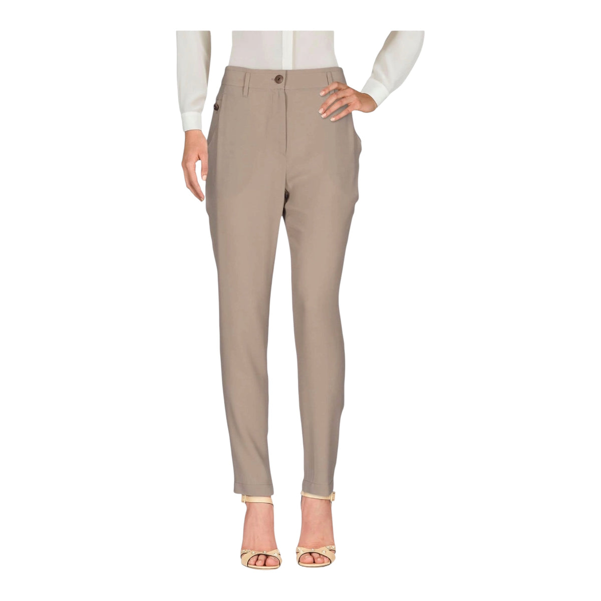 Brunello Cuchinelli Casual Silk Khaki Pants Size: 46/US10 (New)