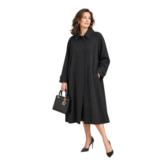 Vintage Christian Dior Black Swing Coat Size 12 / 48