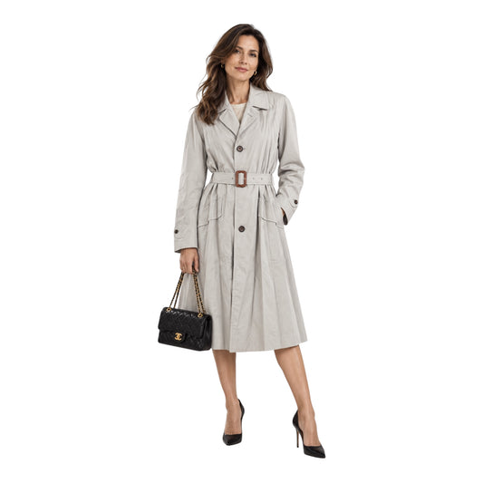Maison Margiela Pleated Waterproof Dove Grey Trench Coat Size: 44/US 8 (New)