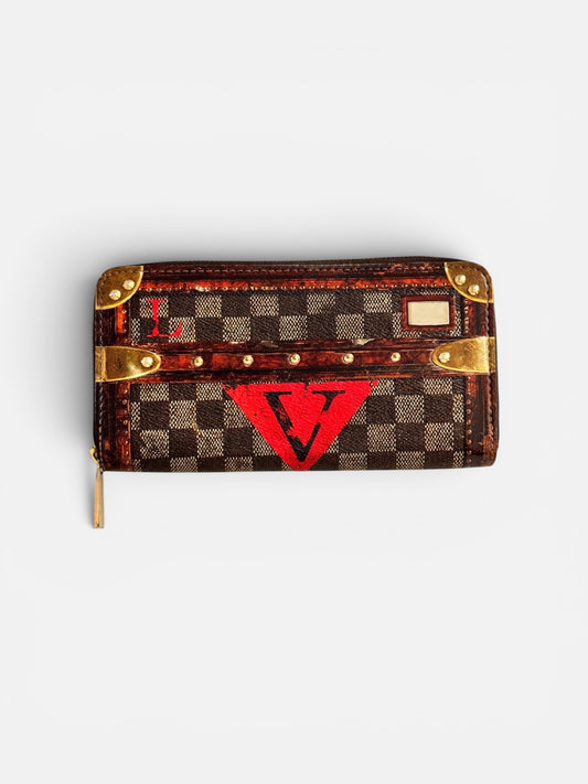 LOUIS VUITTON Time Trunk Damier Ebene Zippy Wallet Gold Hardware...SUPER RARE! (Pre-Loved)