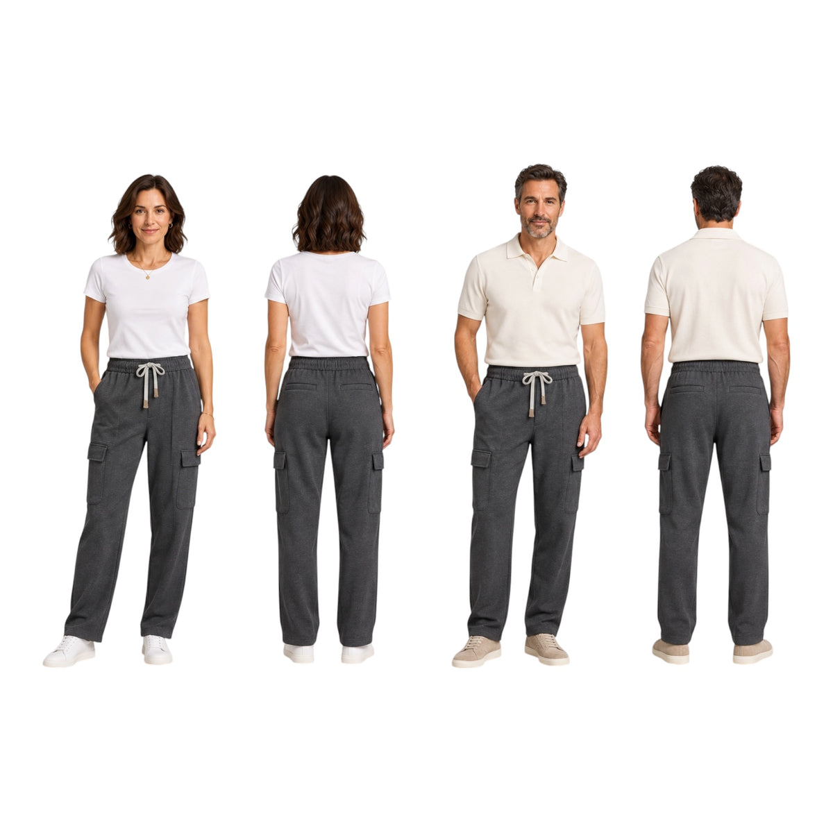 Peserico Charcoal Gray Cotton Cargo Sweatpants – Size: 50 & 52 | NWT