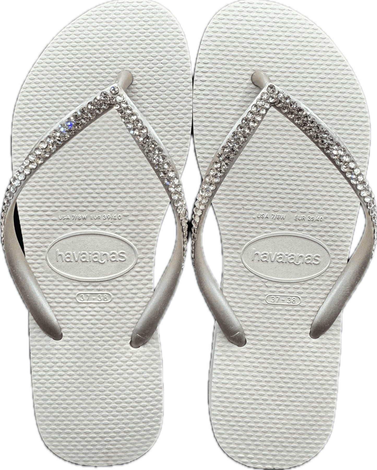  Slim Sand Grey & Light Golden Flip Flops | Crystal AB Crystals