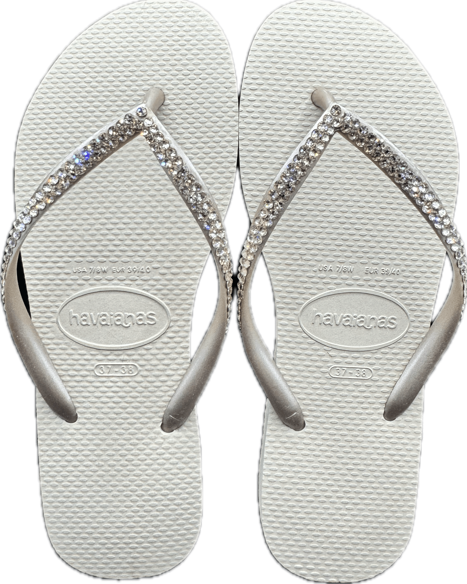  Slim Sand Grey & Light Golden Flip Flops | Crystal AB Crystals