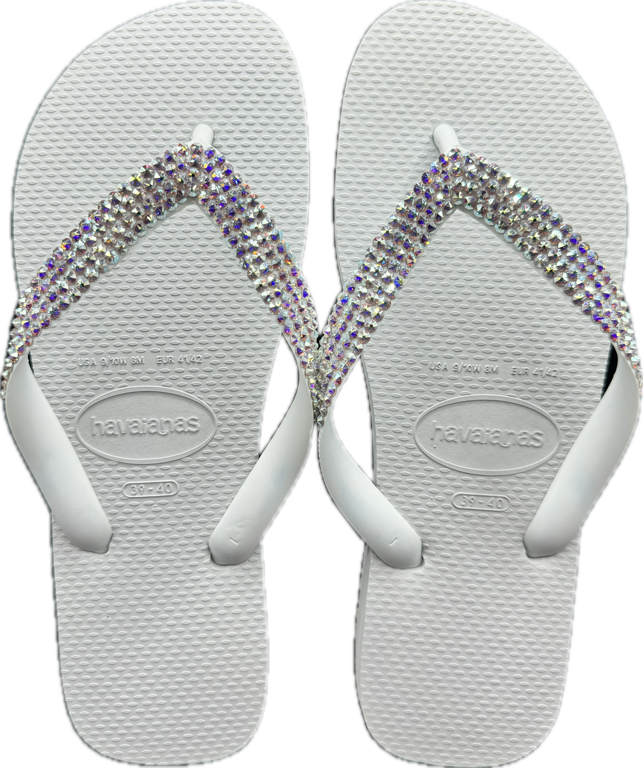 Top White Flip Flops | Crystal AB Crystals