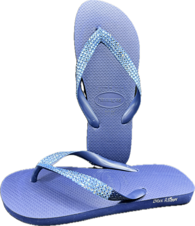 Top Navy Flip Flops | Light Sapphire Crystals