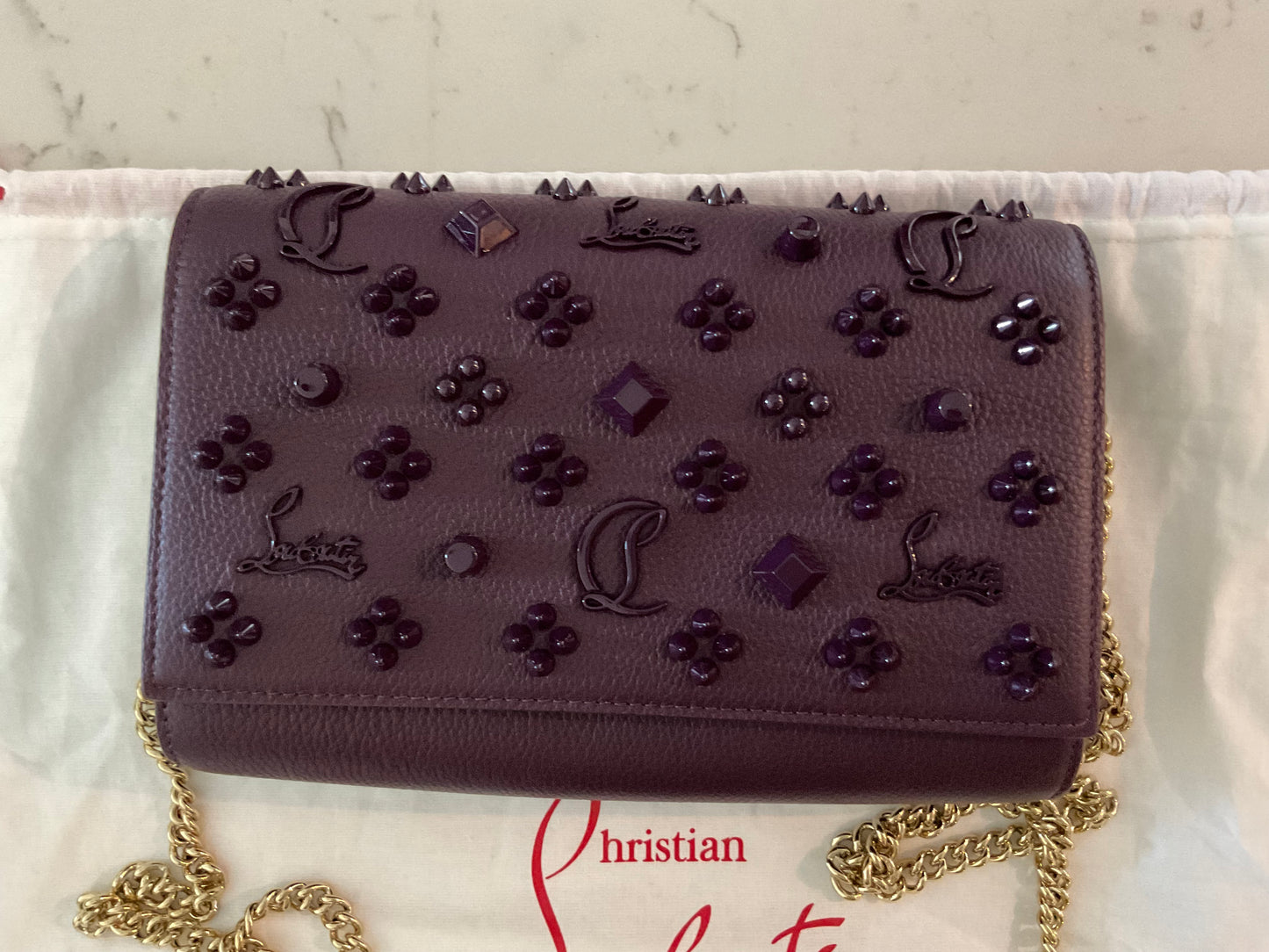 CHRISTIAN LOUBOUTIN Paloma Loubinthesky Spike Wallet on Chain w/ Tags (New)