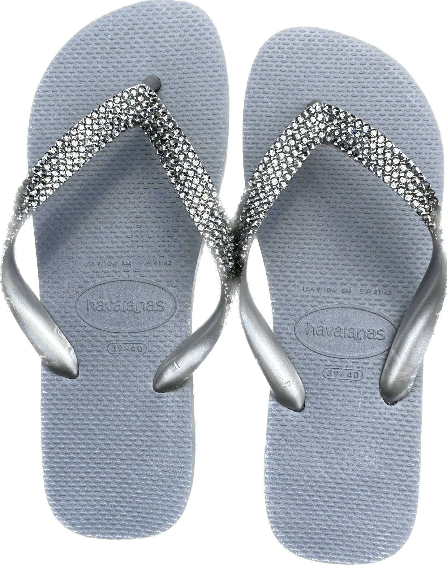 Top Steel Grey Flip Flops | Black Diamond Crystals