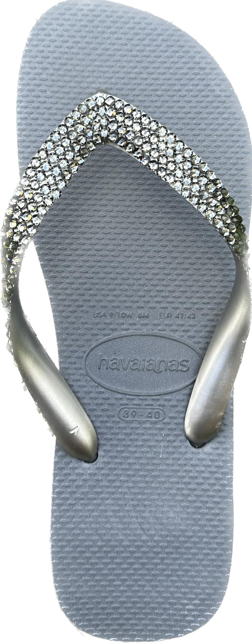 Top Steel Grey Flip Flops | Black Diamond Crystals